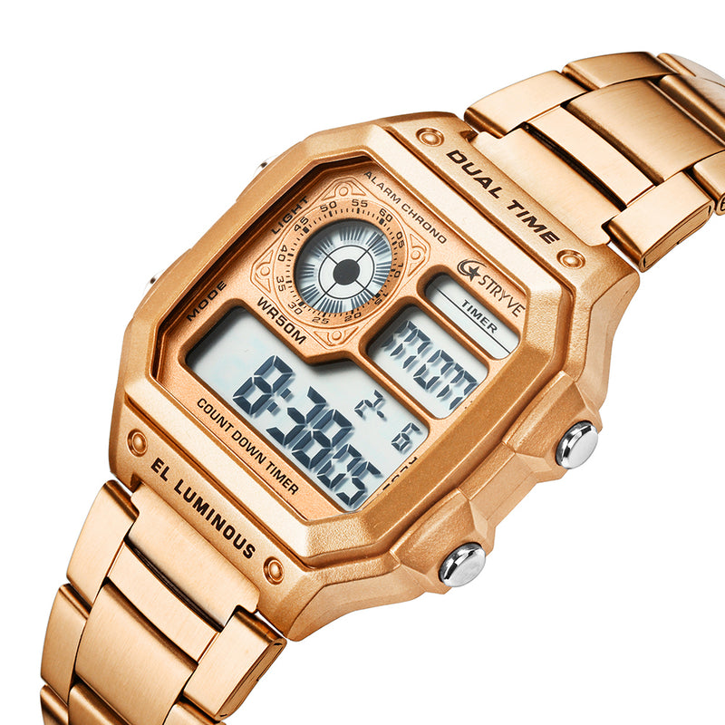 STRYVE S8007 Luminous Display Alarm Date Week Display Countdown Men Sport Digital Watch