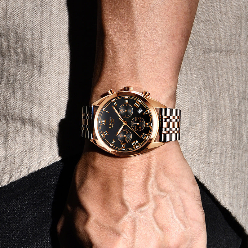 LIGE 9852 24 Hour Date Display Men Wrist Watch Business Style Quartz Watch