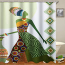 Fashion African Woman Pattern Waterproof Polyester Fabric Shower Curtain for Bathroom