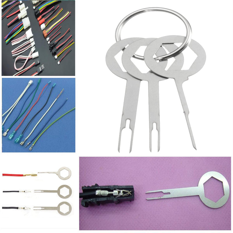 3Pcs Terminal Removel Tool Kit Wiring Crimp Connector Extractor Pin Key