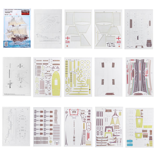 1:100 Scale English Galleon Golden Hind Ship Sir Francis Drake Paper Model Kit Education Toys