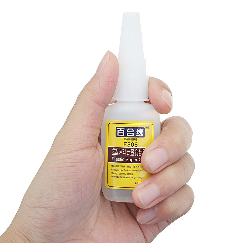 BAIHERE 20g 808 Plastic Super Glue Strong Instant Adhesive for Rubber ABS PVC Plastic Nylon Acrylic