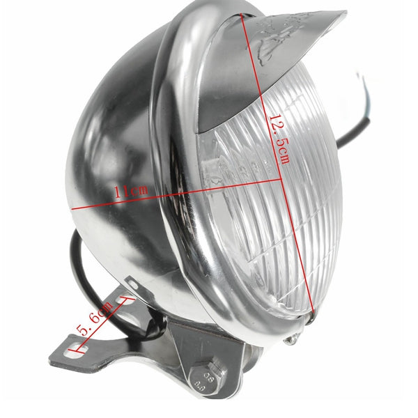 Chrome Shiny Round Motorcycle Motor Bike Autocycle Headlight 12V