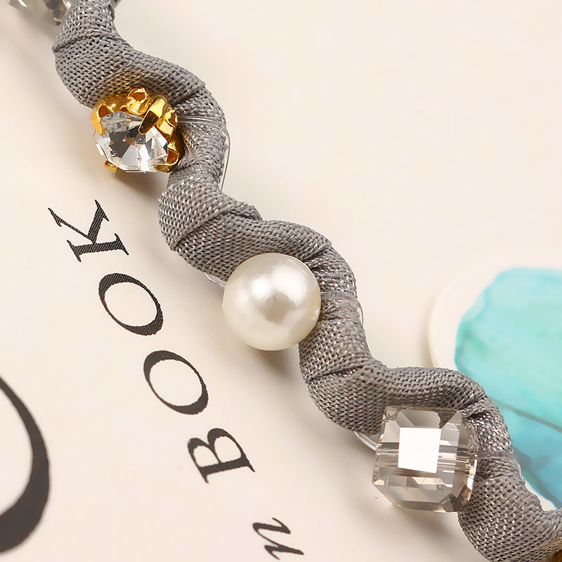 Elegant Hair Band Sweet Flower Pearl Pendant Fake Earrings Headbrand Hair Accessories for Women Girl