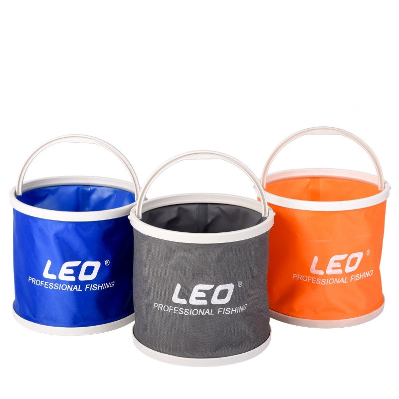 LEO Canvas Plastic Folding Fish Bucket Portable Outdoor Camping Fishing Bucket Tool