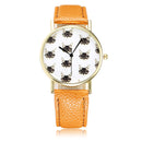Casual Cute Cats Wear Glassess PU Leather Band Quartz Women Wrist Watch