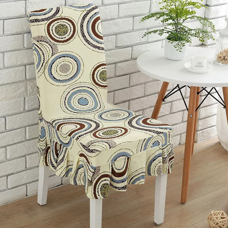 KCASA WX-PP5 Elegant Flower Elastic Stretch Chair Seat Cover With Skirt Hem Dining Room Home Wedding
