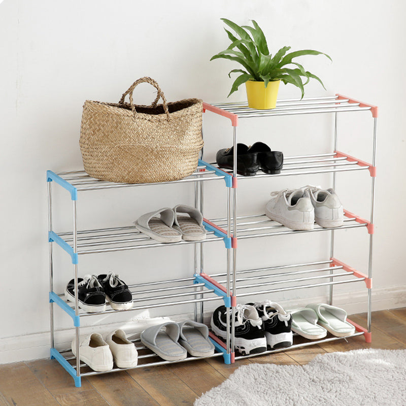 4 Layers DIY Shoe Racks Storage Organizer Stainless Steel For Dormitory