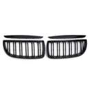 Pair Gloss Black Double Slat Sport Kidney Grille Grill Set For BMW E90 E91 2005-2008