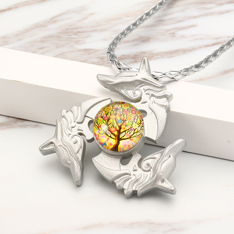 Unisex Fidget Spinner Dragon Necklace Pendant Necklace for Men Women