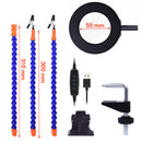 NEWACALOX PCB Soldering Iron Station Holder Vise Table Clamp USB 3X Magnifier LED Lamp 3 Colors Illuminated Repair Third Hand Tool with 2Pcs Flexible Arms