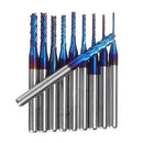 Drillpro 10pcs 0.8-3.175mm Blue NACO Coated PCB Bits Carbide Engraving Milling Cutter For CNC Tool Rotary Burrs