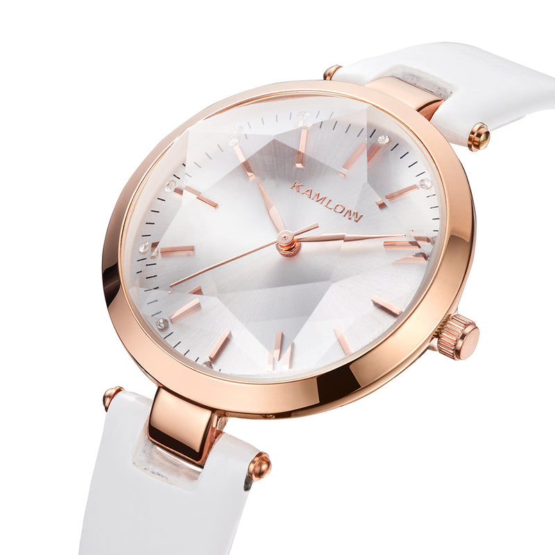 KAMLON K3003 Casual Style Ultra Design Women Watch Rose Gold Case Student Quartz Watches