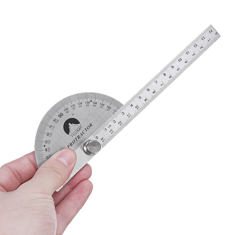 140mm 180 Degree Adjustable Protractor Multifunction Stainless Steel Roundhead Angle Ruler Mathematics Measuring Gauge Tool