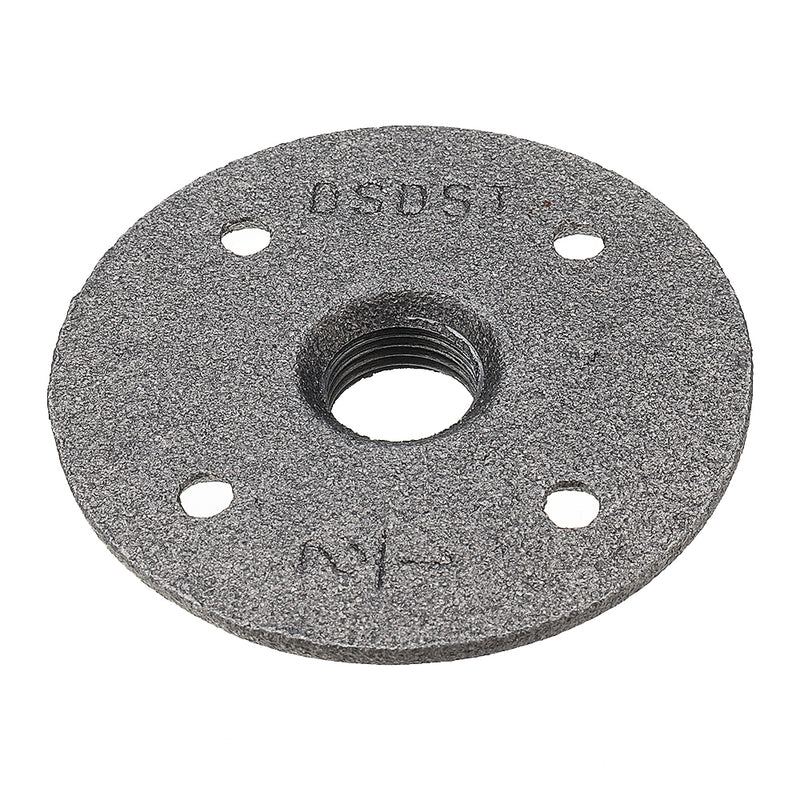 10Pcs/Set 1/2" 3/4" 1" Malleable Cast Iron Floor Flange Plates 4 Holes Black Pipes Fittings Industrial Pipe Furniture Wall Mount DIY Decor