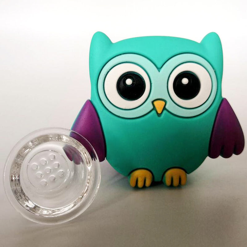Cartoon Owl Silicone Duct Smoldering T obacco with Cap Herbal Holder Shisha h ookah Pipes
