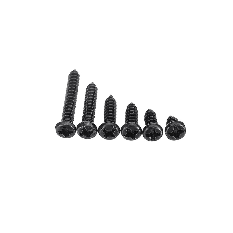 Suleve M3CP1 500Pcs M3 Phillips Screw Black Zinc-Plated Carbon Steel Pan Head Self Tapping Woodworking Screws Assortment Kit