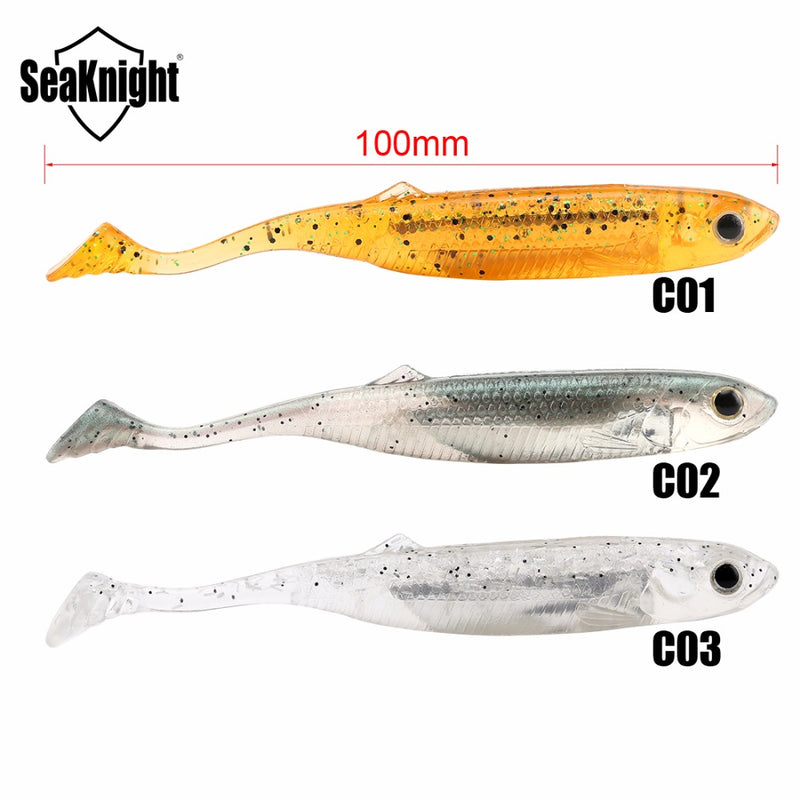 SeaKnight SL004 4pcs/bag 6g 100mm/3.9in T-Tail Soft Fishing Lure Bass Fishing Carp Bait