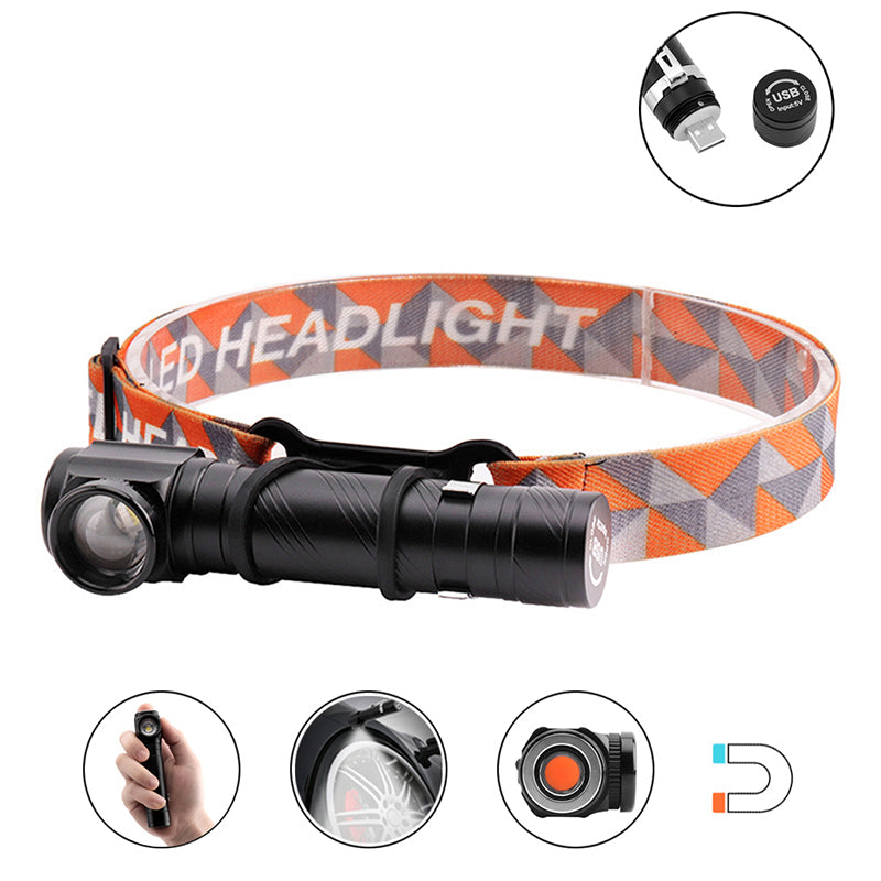 XANES T6 1500Lumens 3Modes LED Headlamp Flashlight Rechargeable Zoomable Magnetic Work Light