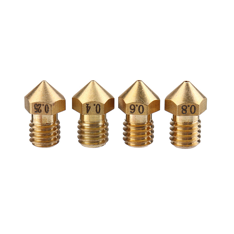 UM3 M6 Brass Heating Block + 0.25/0.4/0.6/0.8mm Nozzle + Cleaning Needle Kit for 3D Printer