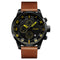 SKMEI 1309 Men Watch Fashion Leather Strap Three Smal Dials Stopwatch Male Quartz Wrist Watch