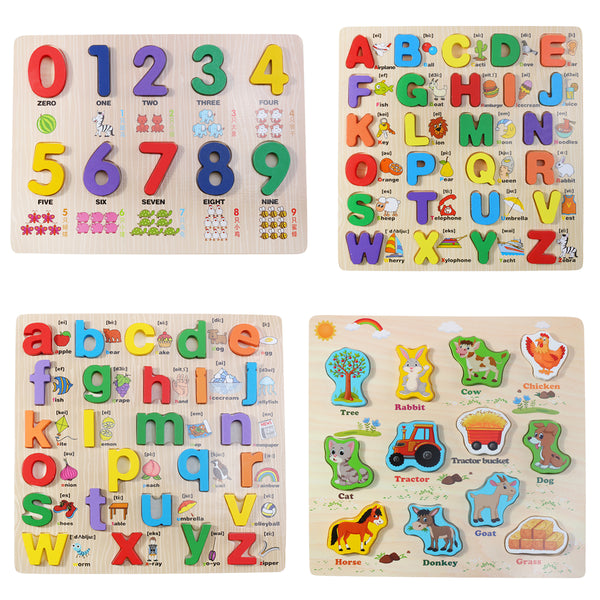 Uppercase Lowercase ABC Early Learning Toys Alphabet Animal Number Puzzle Preschool Educucational Gifts