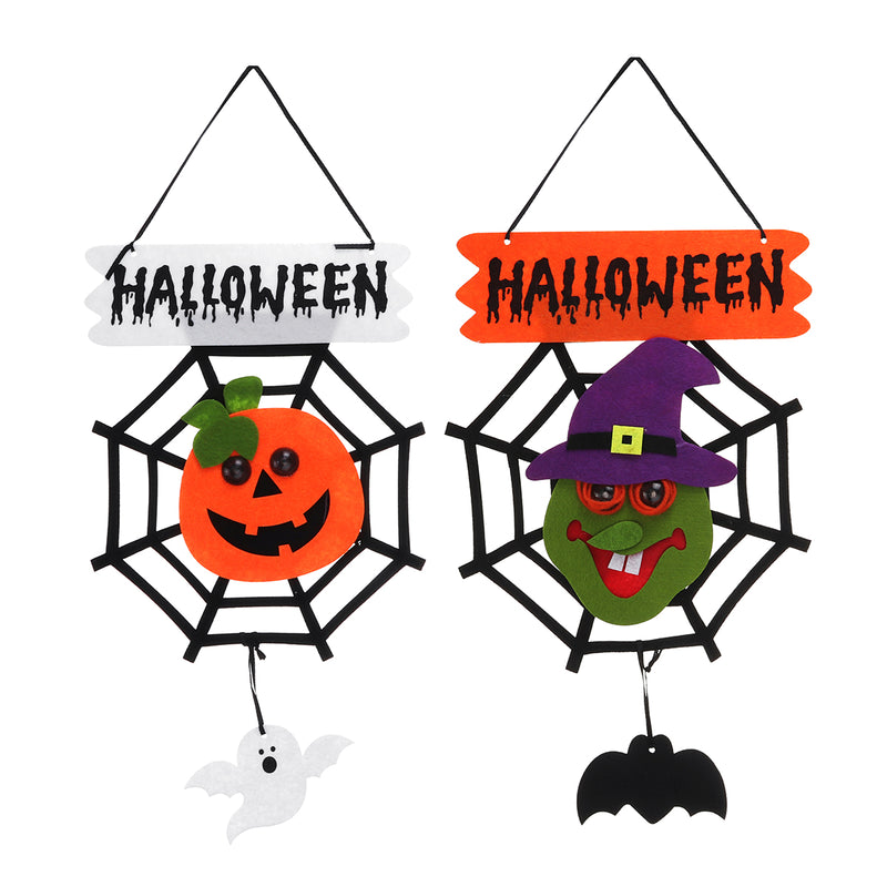 Witch Pumpkin Pattern Halloween Hanging Sign With LED Light Door Home School Office Party Mall Deco