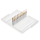 Drillpro DB-M1 10pcs 0.8-3mm Titanium Coated Engraving Milling Cutter Carbide Bits