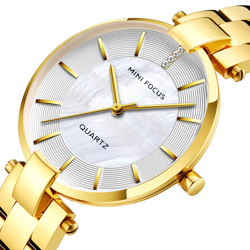 MINI FOCUS MF0224L Elegant Dress Analog Clock Metal Strap Fashion Women Watch Quartz Watch