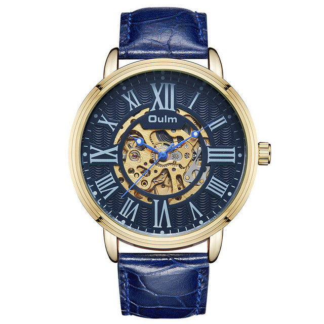 OULM 3688 Genuine Leather Automatic Mechanical Watch Business Style Male Wrist Watch