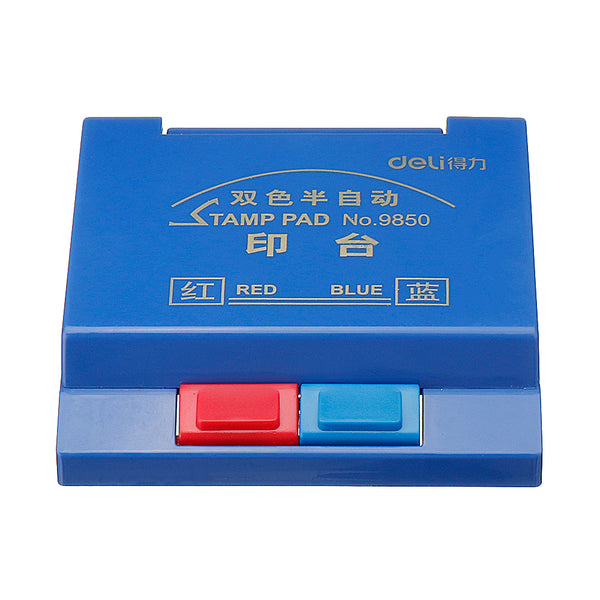Deli 9850 Semi-Automatic Dual-Color Quick-Drying Financial Office Stamp