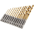 13pcs 1/4 Inch Hex Shank 1.5-6.5mm HSS Titanium Coated Drill Bit Set