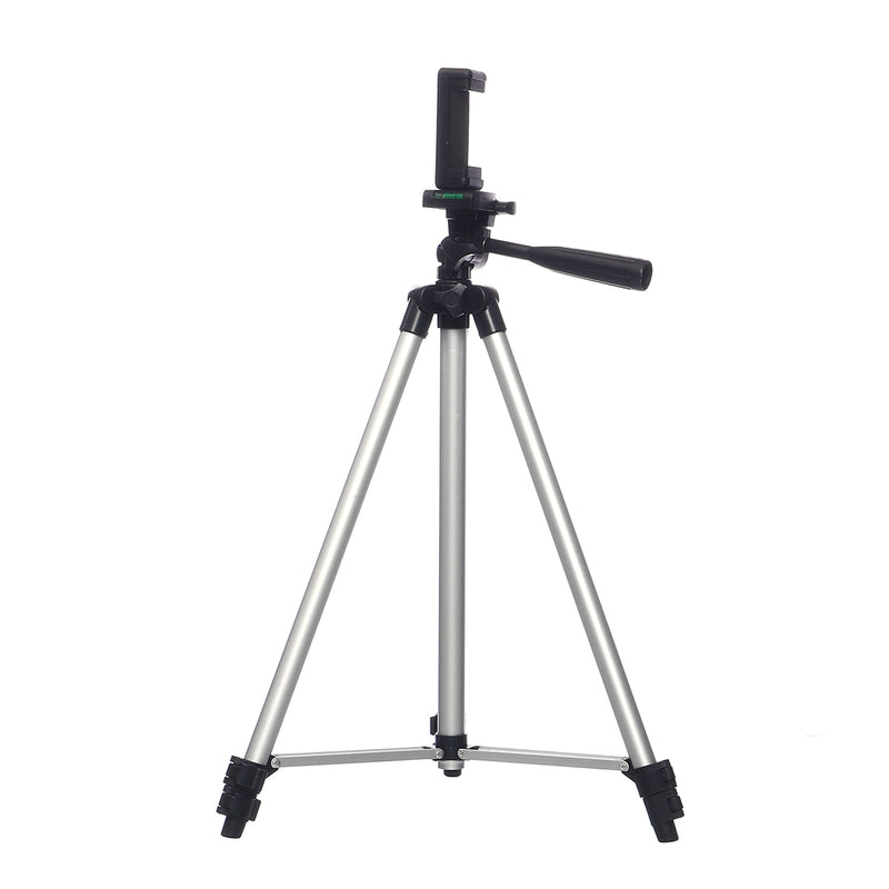 Silver 1.3m 3 Sections Adjustable Aluminum Alloy Tripod Phone Holder With Phone Clip For iPhone Samsung Huawei Xiaomi