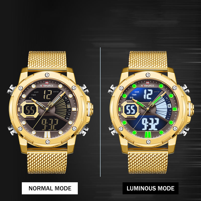 NAVIFORCE NF9172S Luminous Hand Full Steel Band Men Wrist Watch Date Display Quartz Watch
