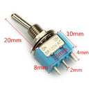Wendao MTS-102 ON/ON SPDT AC 125V 6A 3 Pins Toggle Rocker Switch 10pcs