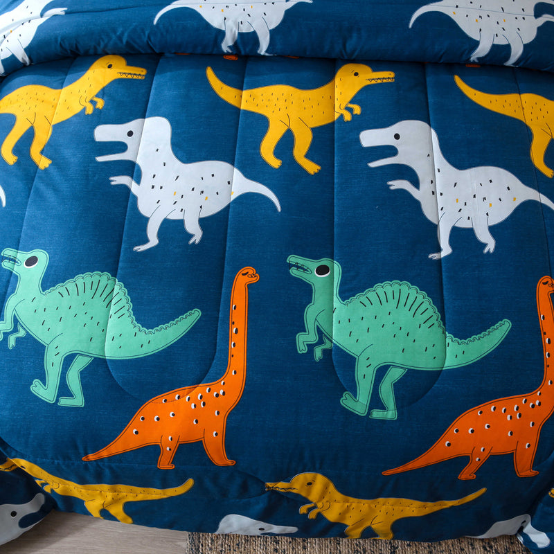 3 PCS Bedding Sets Cartoon Dinosaur Printing Quilt Cover Pillowcase For Queen Size