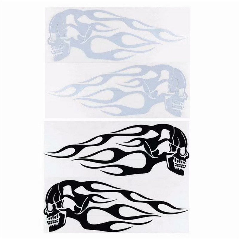 Car Sticker Motorcycle Skull Flame Stripes Gas Tank Vinyl Decals Universal