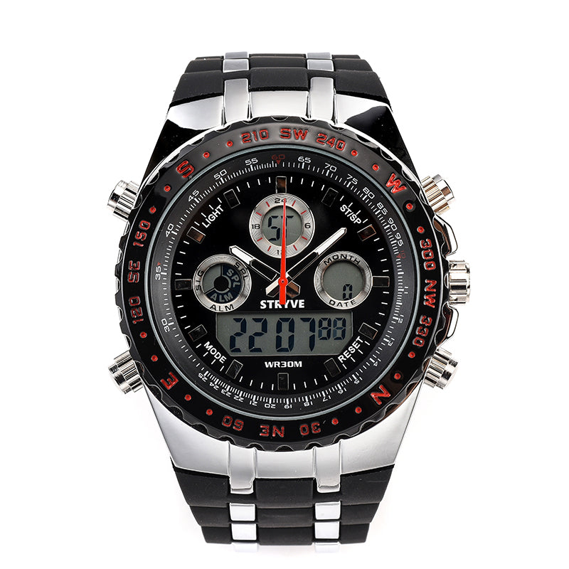 STRYVE S8002 Dual Display Digital Watch Luminous Chronograph Stopwatch Calendar Alarm Outdoor Watch