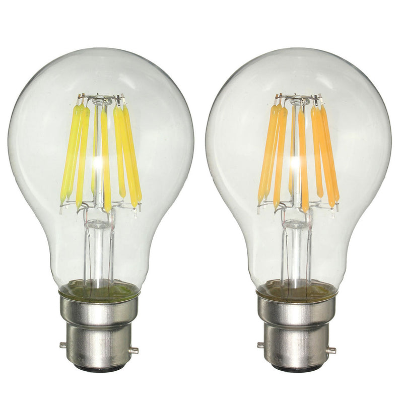 Dimmable A60 B22 8W Pure White Warm White COB Glass Material Retro Light Lamp Bulb AC220V