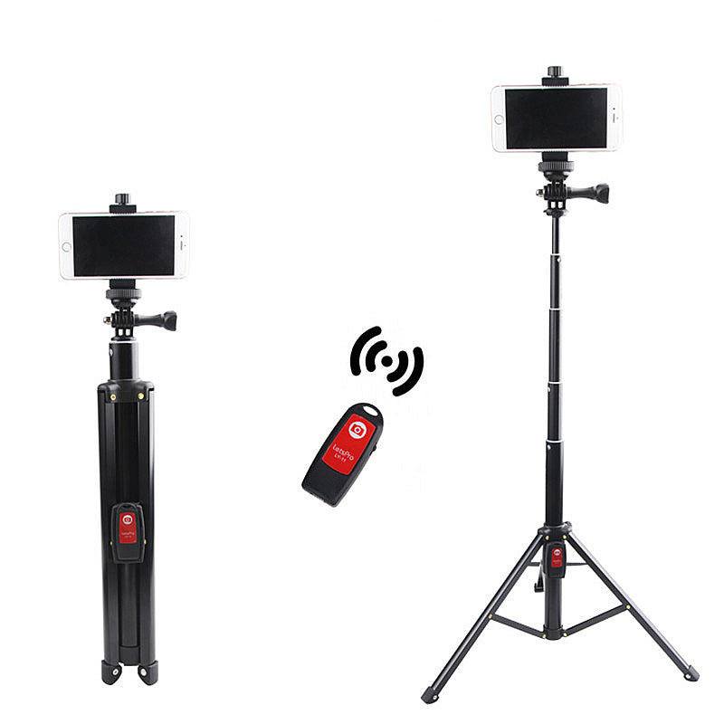 Portable All-in-one bluetooth Selfie Stick Photo Live Light Stand Tripod with 1/4 Screw
