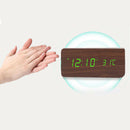 Modern Qi Wireless Charger Wooden Wood Digital LED Alarm Clock Thermometer