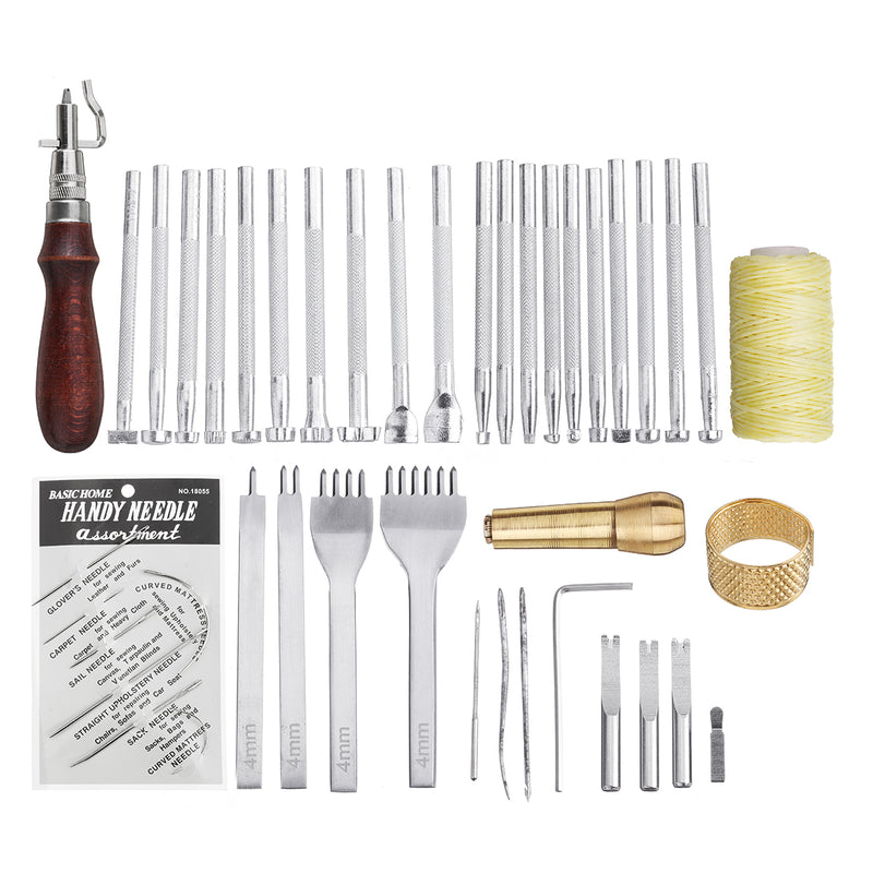 45Pcs Leather Craft DIY Work Handmade Stitching Carving Engraving Woking Tool
