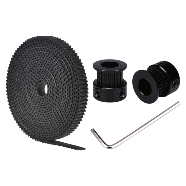 2PCS 20 Teeth 5mm Bore GT2 Aluminum Timing Pulley+2mm Rubber Open Belt+Allen Key For 3D Printer