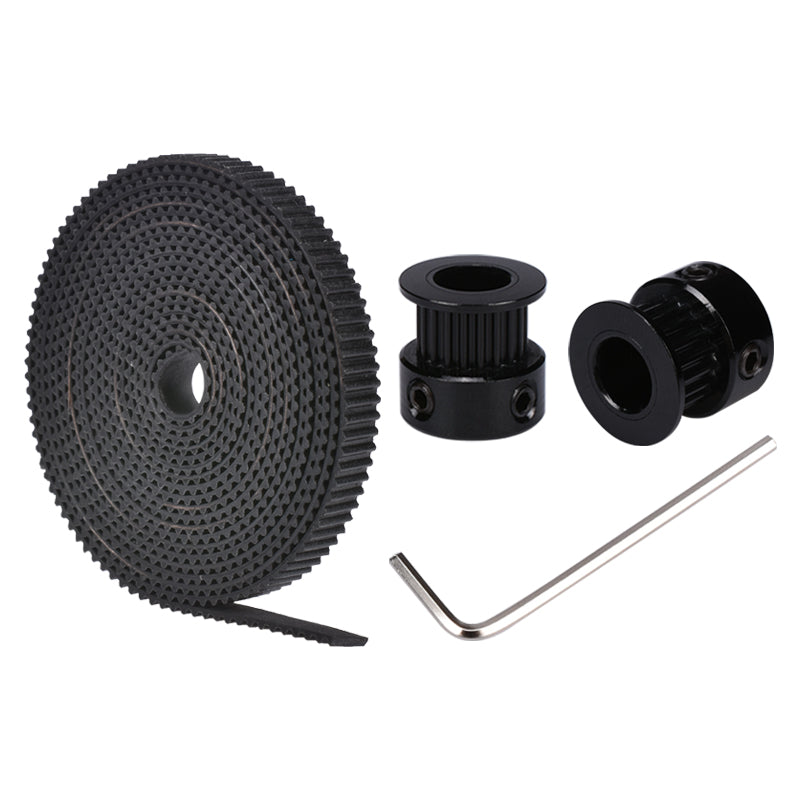 2PCS 20 Teeth 5mm Bore GT2 Aluminum Timing Pulley+2mm Rubber Open Belt+Allen Key For 3D Printer