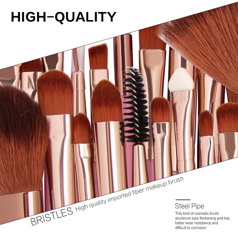 20Pcs Pink Color Beauty Eye Shadow Foundation Eyebrow Lip Brush Makeup Brushes