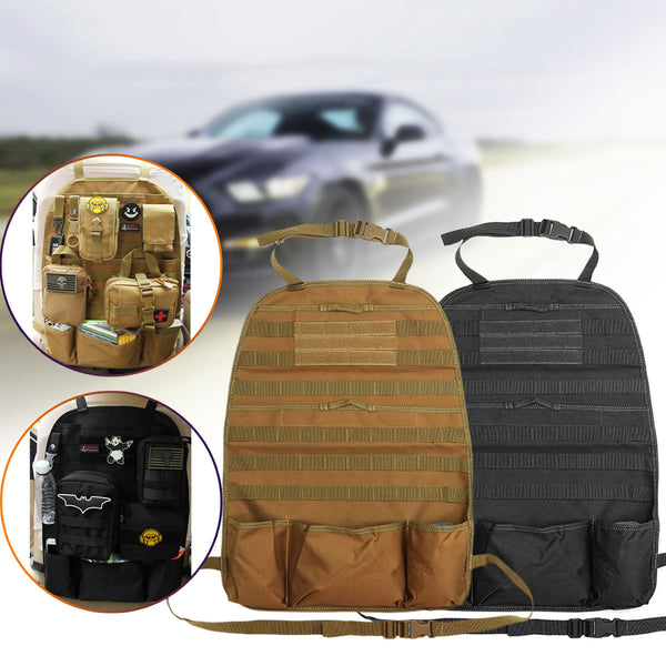 Tactical Car Seat Back Storage Organizer Waterproof Fabric For Most Cars Trucks SUVs