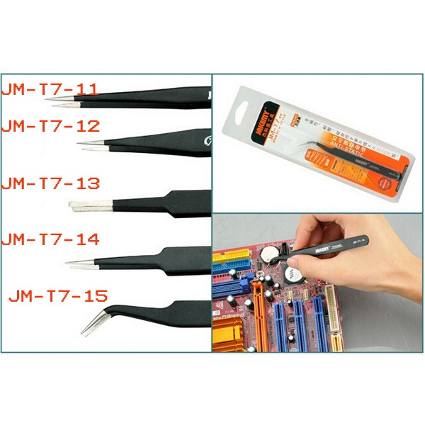 JAKEMY JM-T7-11 Stainless Steel DIY Electronic Long Pointed End Tweezer Forceps Maintenance Tools
