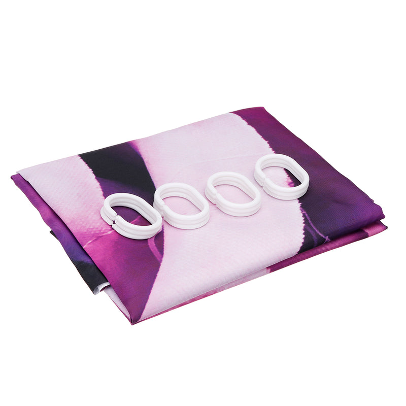 180x180cm Purple Rose Bathroom Shower Curtains With Hook + Toilet Mat + Rug