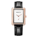 REBIRTH RE203 Square Dial Women Wrist Watch Elegant Design Leather Band Quartz Watches