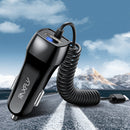 RAXFLY 2.1A LED Indicator Fast Car Charger With Spring USB Cable For Oneplus 6 5t Xiaomi Mi8 S9